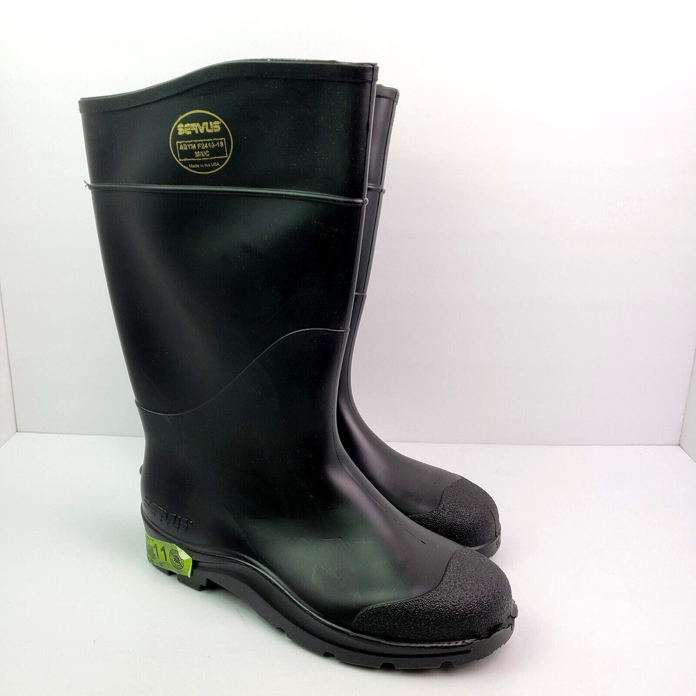 Servus Mens Size 11 Black Rubber Steel Toe Safety Work Boots ASTM F2413-18